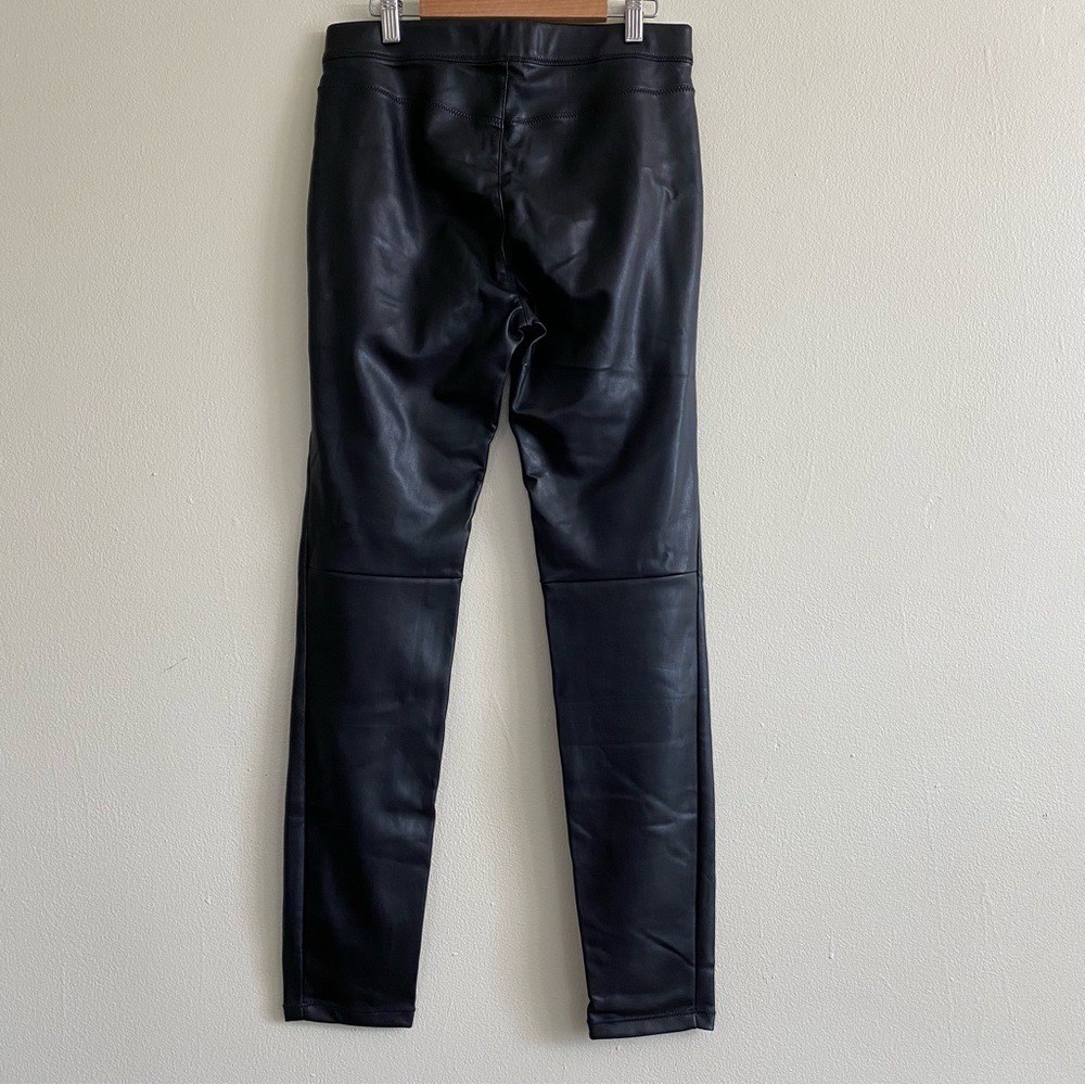 Free People Vegan Leather Biker Leggings Black High Rise Skinny Pull On Size 26 - Picture 5 of 11
